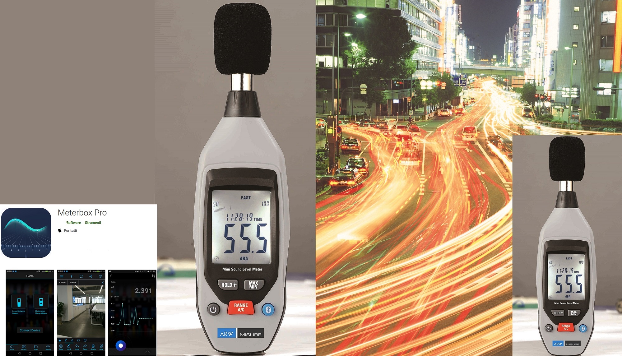 Fonometro Digitale - Decibelmetro 30-130 DBA, Precisione 0.1dB, Memoria Min/Max - Foto 6